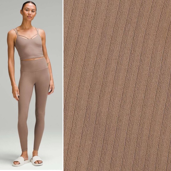 Lululemon Wunder Train Ribbed 28” Leggings Tan Brown Taupetastic Size 6 Everlux - Picture 1 of 10